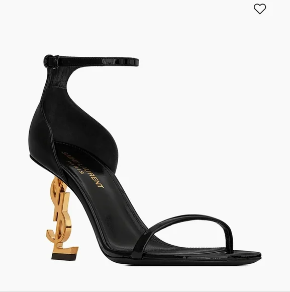 Yves Saint Laurent Black and Gold Heels with Iconic Logo Saint Laurent Opyum YSL - Picture 2 of 9